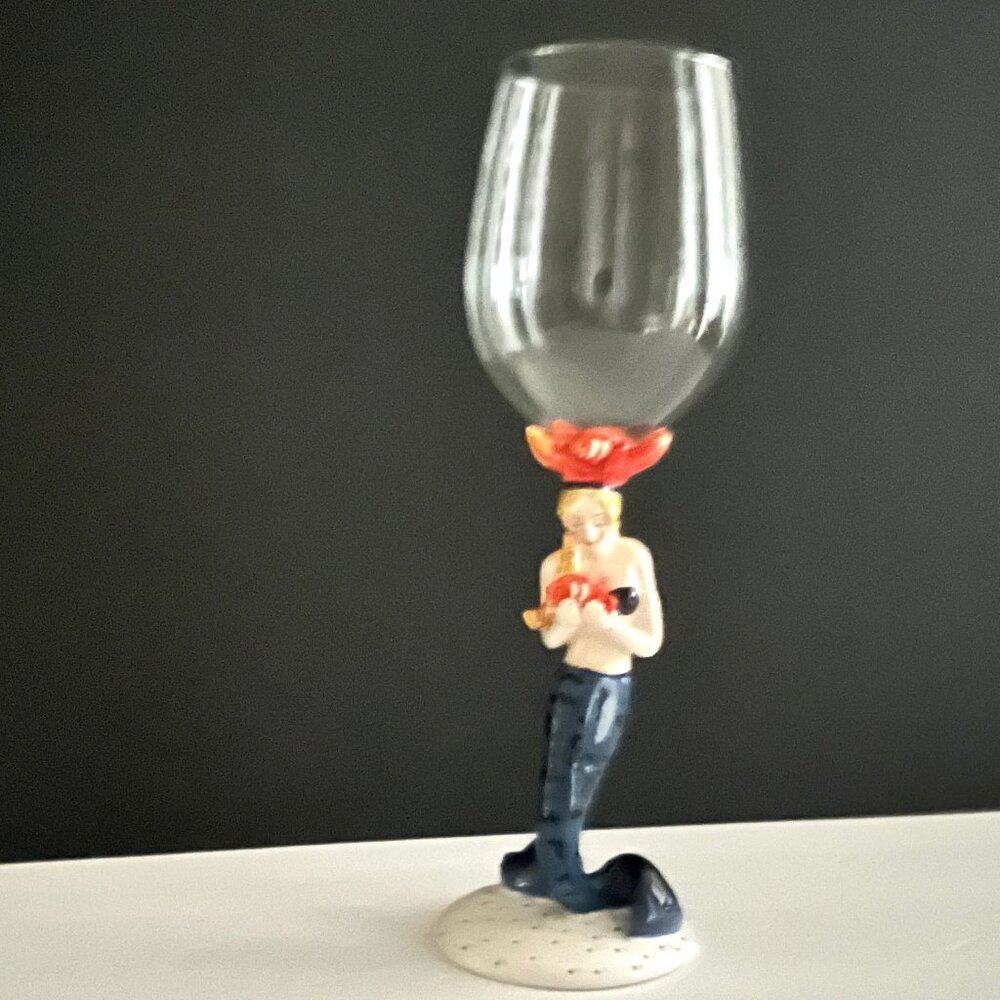 2004 Diane Artware Wine Glass with ceramic mermaid stem